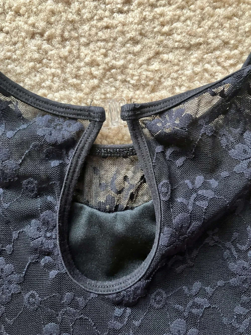 Black Lace-Accent Kids Dance Leotard